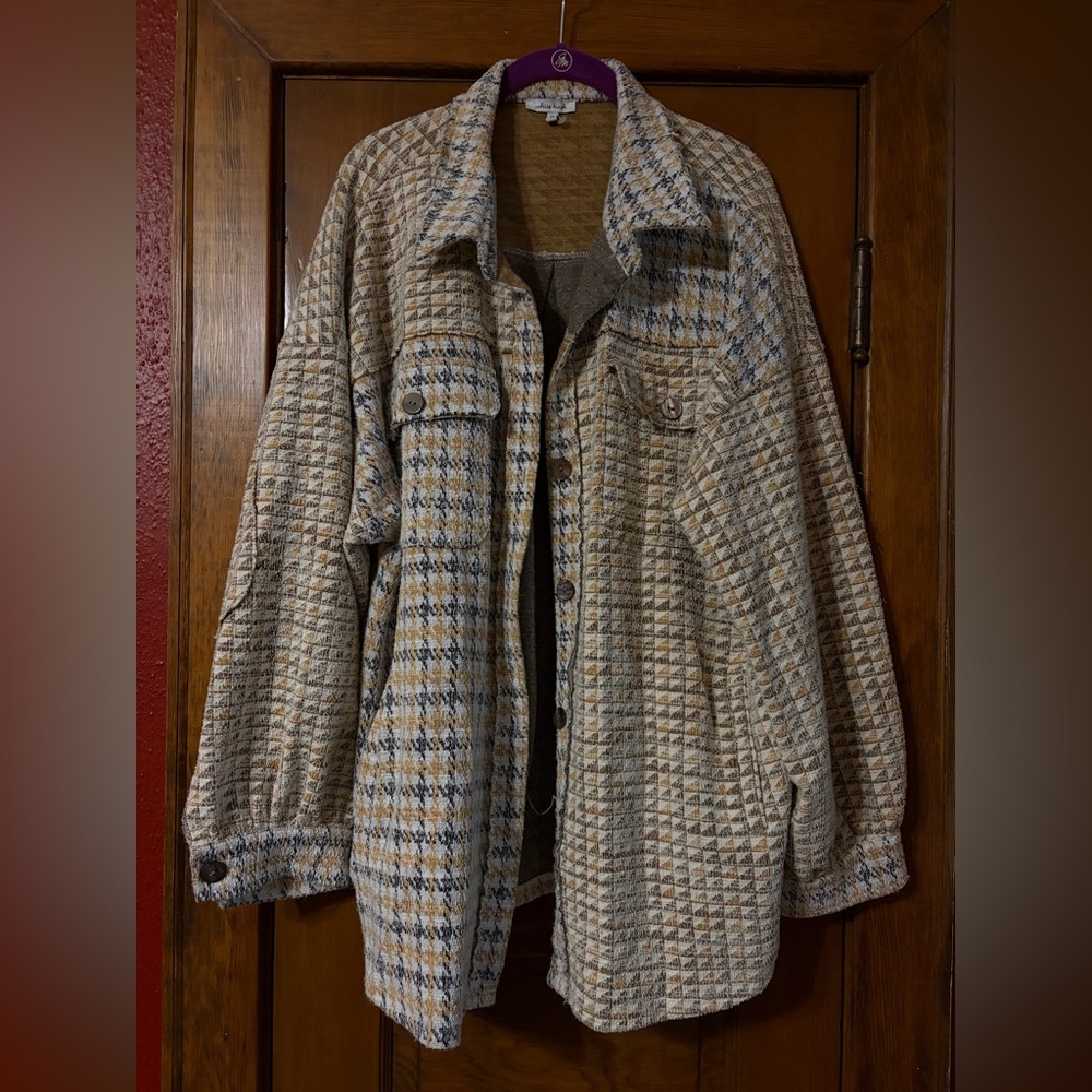 Plaid Button-Up Jacket